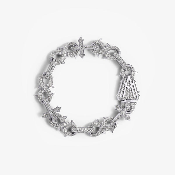 Original Alex Moss St. Mark classic designer bracelet. 7.34ct total weight natural diamonds in 14K white gold. 8