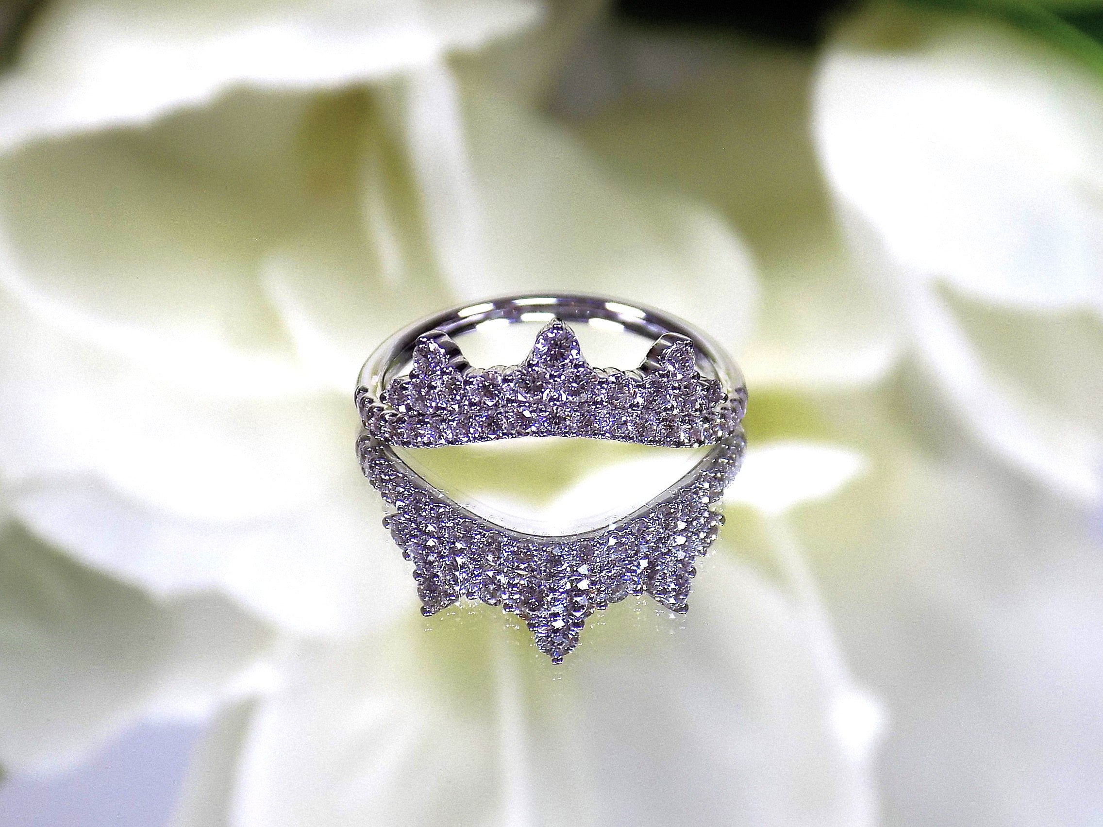 .63ct total weight natural round brilliant diamond tiara style ring in 14K white gold.