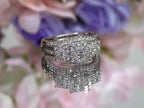 1.00ct total weight 3 stone style natural diamond cluster ring in 10K white gold.