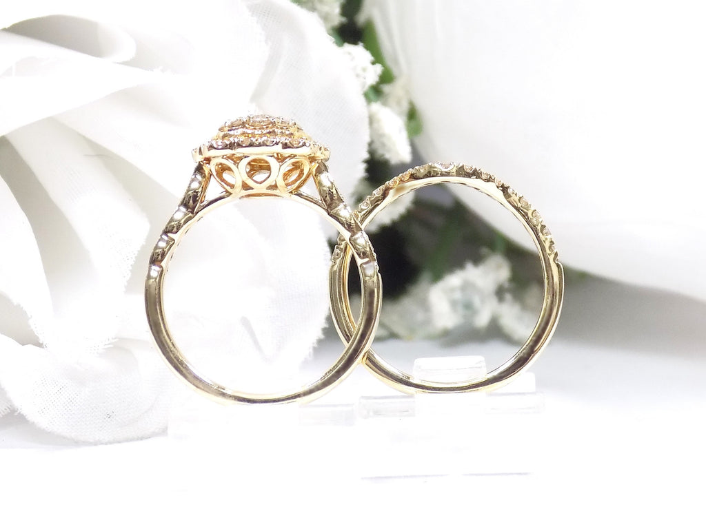 Ladies' 2-Piece 1ct TW Natural Diamond Wedding Set in 14K Yellow Gold - matching band