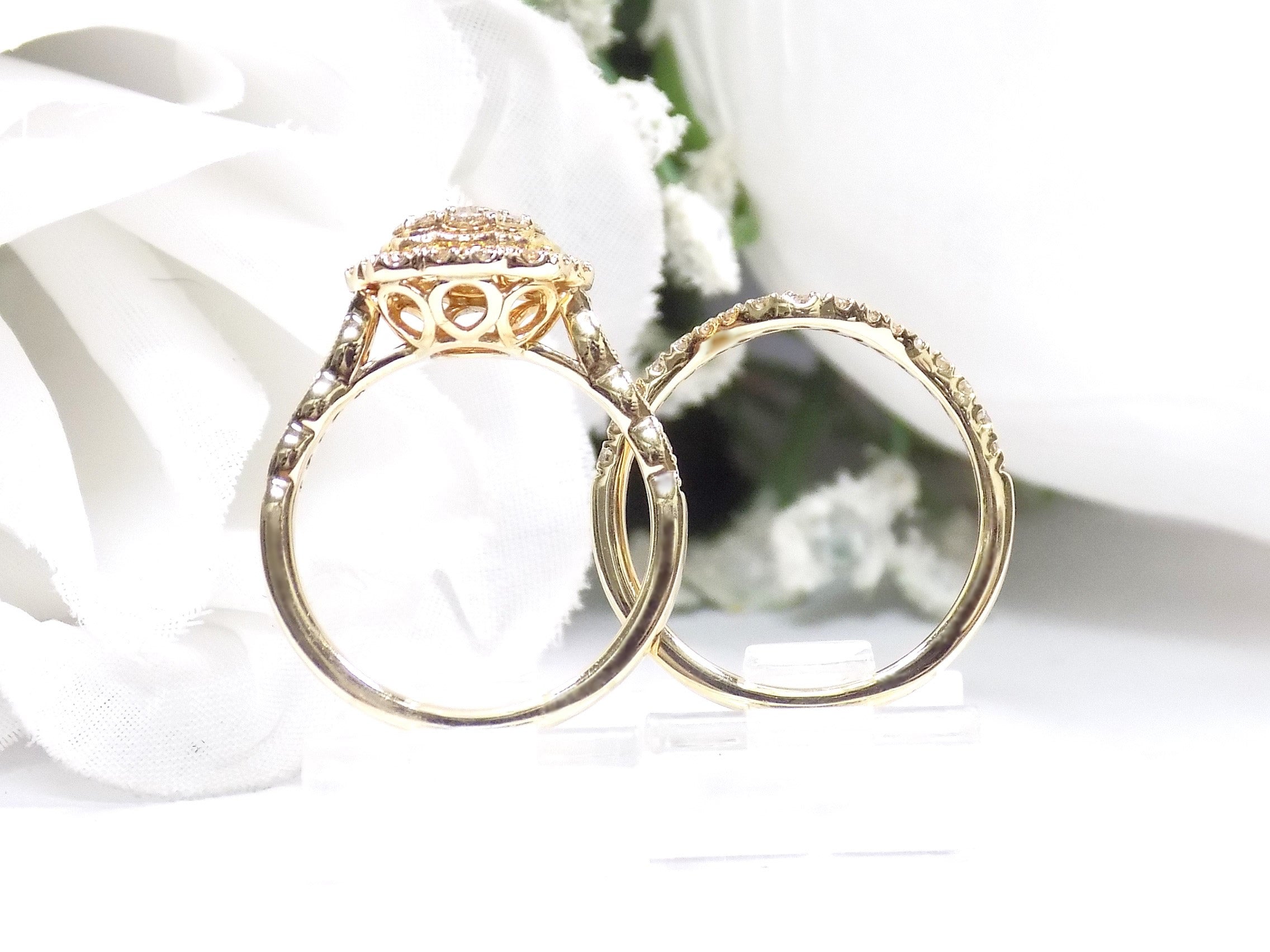 Ladies' 2-Piece 1ct TW Natural Diamond Wedding Set in 14K Yellow Gold - matching band