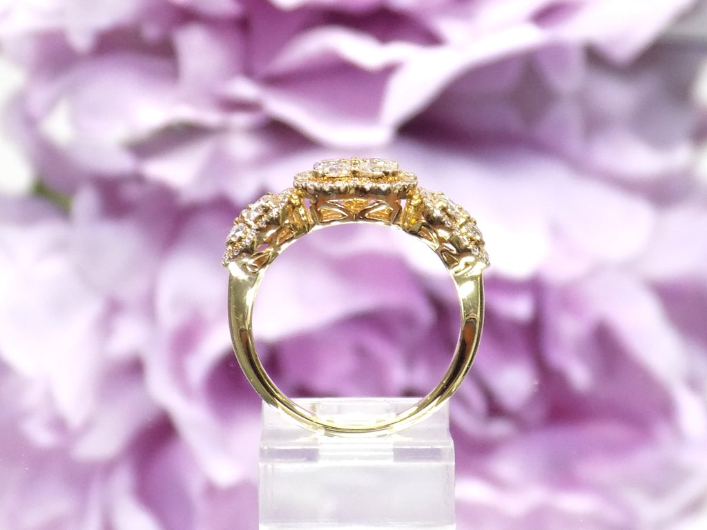 1.50ct Natural Diamond Decorative Band in 14K Yellow Gold from a side view.