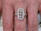 This ring is a filigree style natural diamond ring with a total of .37ct natural diamonds in 2-tone white and yellow gold on a ladies finger.