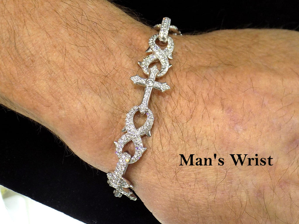 Alex Moss St. Mark Classic Designer Bracelet - 7.34ct TW Natural Diamonds in 14K White Gold 8"