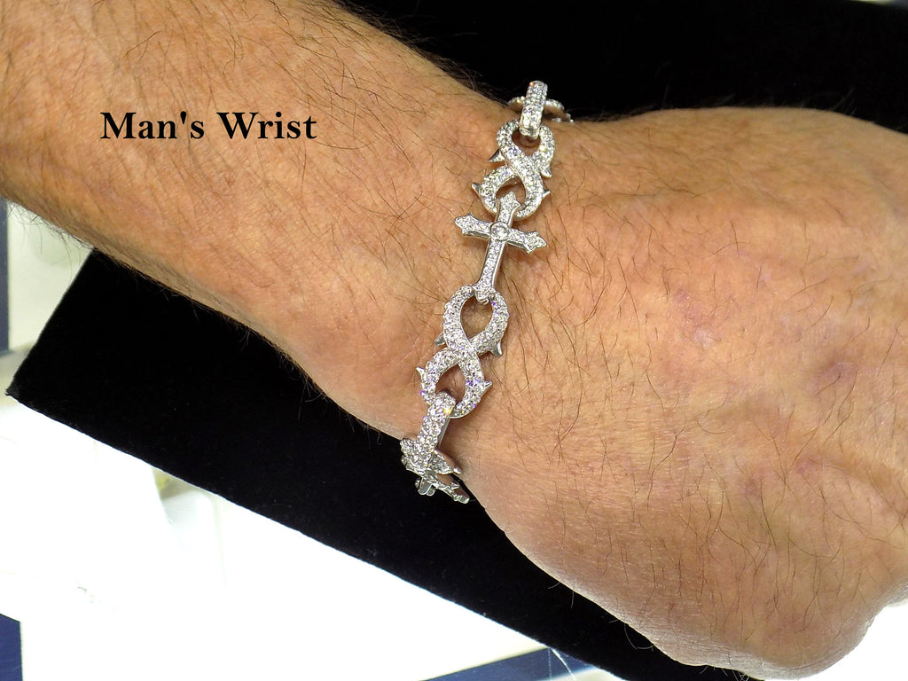 Alex Moss St. Mark Classic Designer Bracelet - 7.34ct TW Natural Diamonds in 14K White Gold 8"