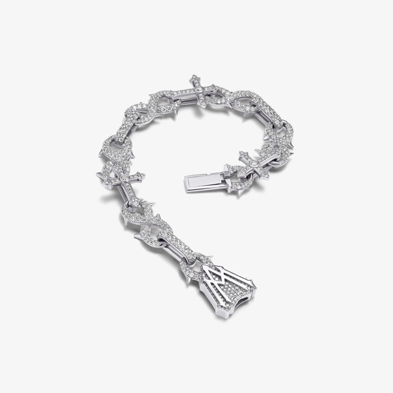 Alex Moss St. Mark Classic Designer Bracelet - 7.34ct TW Natural Diamonds in 14K White Gold 8"