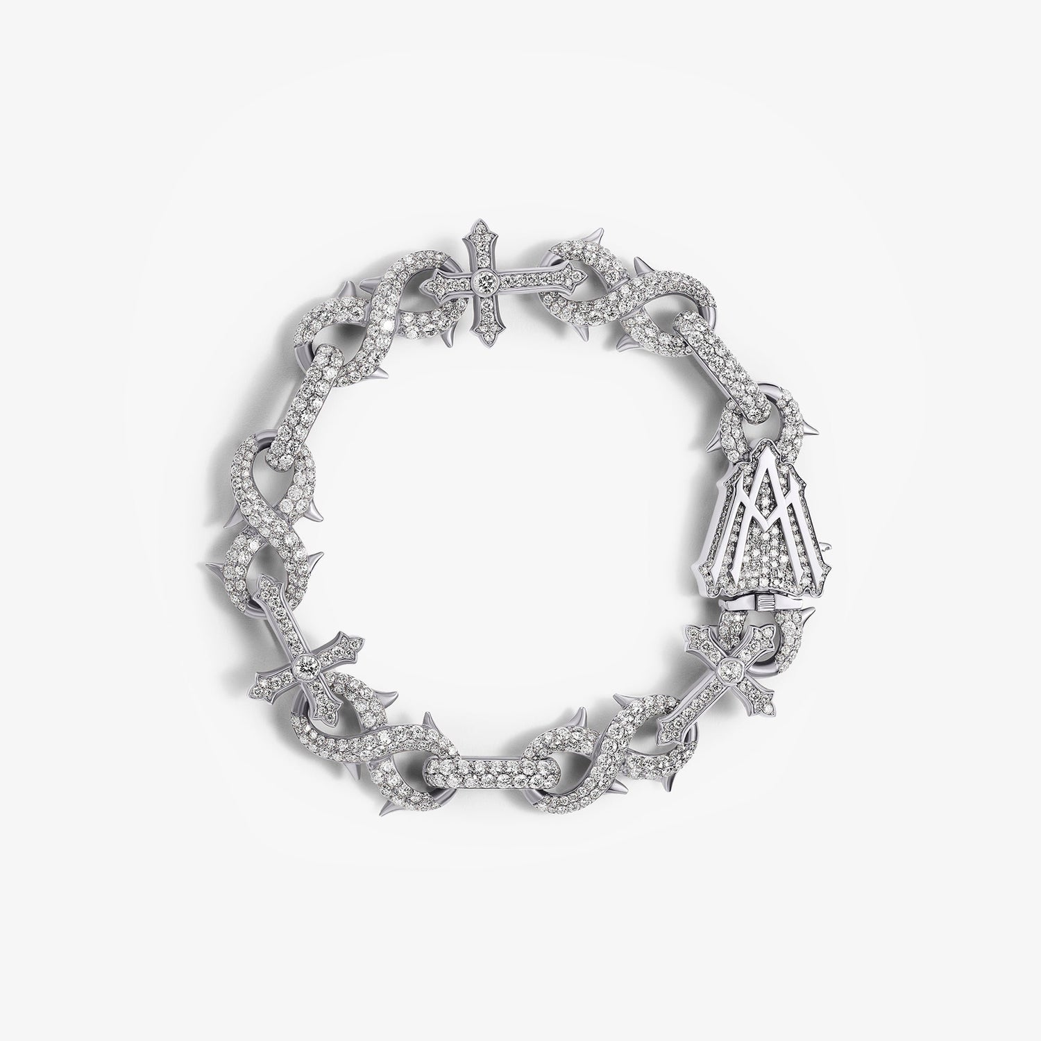 Alex Moss St. Mark Classic Designer Bracelet - 7.34ct TW Natural Diamonds in 14K White Gold 8"