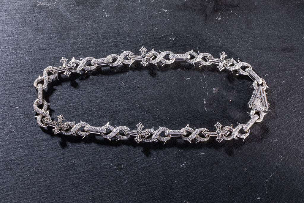 Alex Moss St. Mark Classic Designer Bracelet - 7.34ct TW Natural Diamonds in 14K White Gold 8"