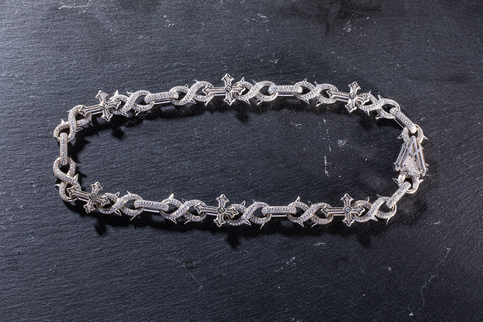 Alex Moss St. Mark Classic Designer Bracelet - 7.34ct TW Natural Diamonds in 14K White Gold 8"