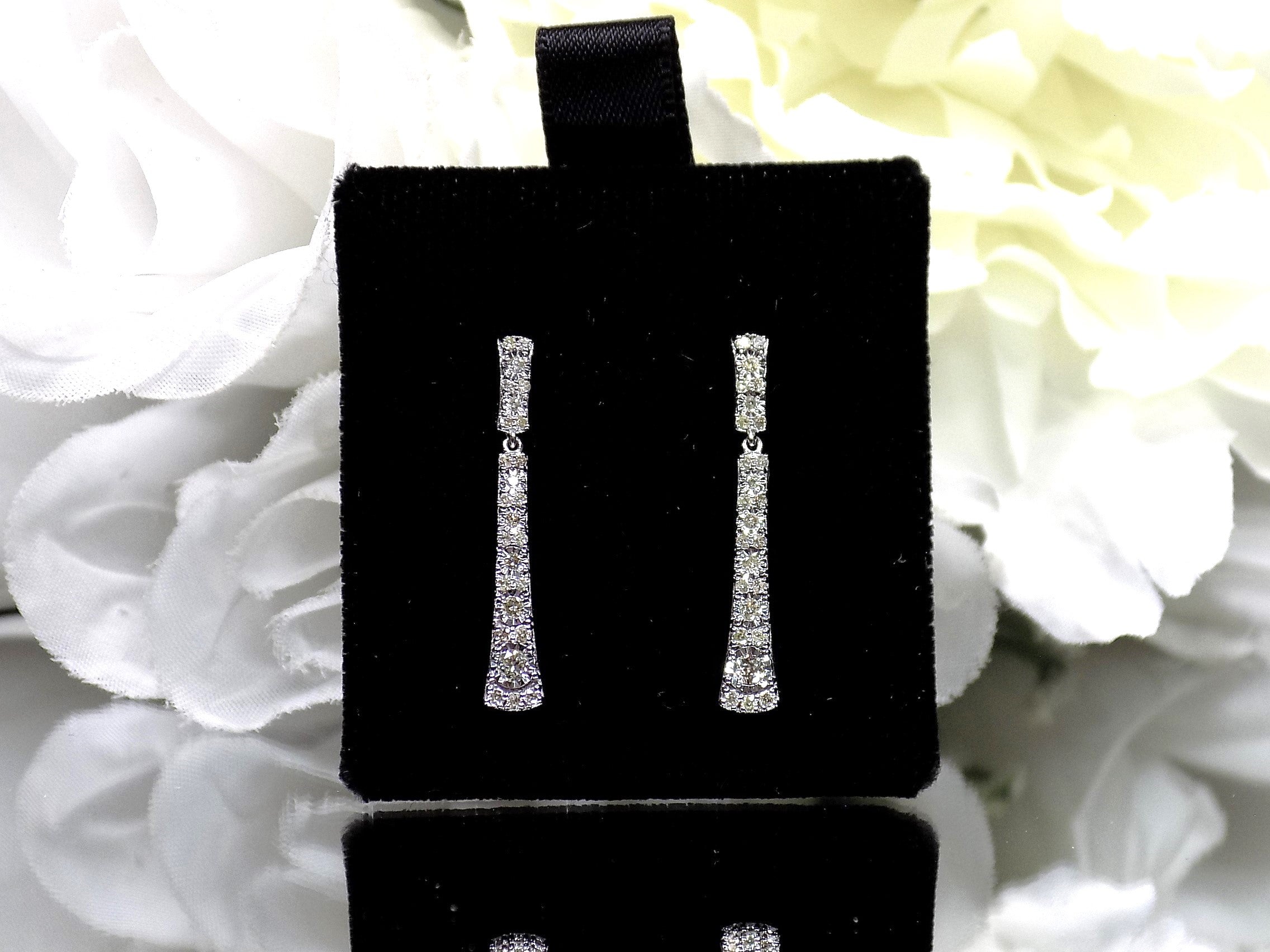 Women's .33ct TW Natural Diamond Dangle / Post Earrings in Solid 10K White Gold