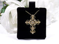 Women's Filigree Style .25ct TW Natural Diamond Cross Pendant or Necklace in 14K White or Yellow Gold Your Choice