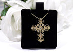 Women's Filigree Style .25ct TW Natural Diamond Cross Pendant or Necklace in 14K White or Yellow Gold Your Choice