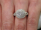 Women's 1.00ct TW Natural Diamond Double Halo Cluster or Cocktail Ring in Solid 14K White Gold