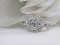 Women's 1.00ct TW Natural Diamond Double Halo Cluster or Cocktail Ring in Solid 14K White Gold