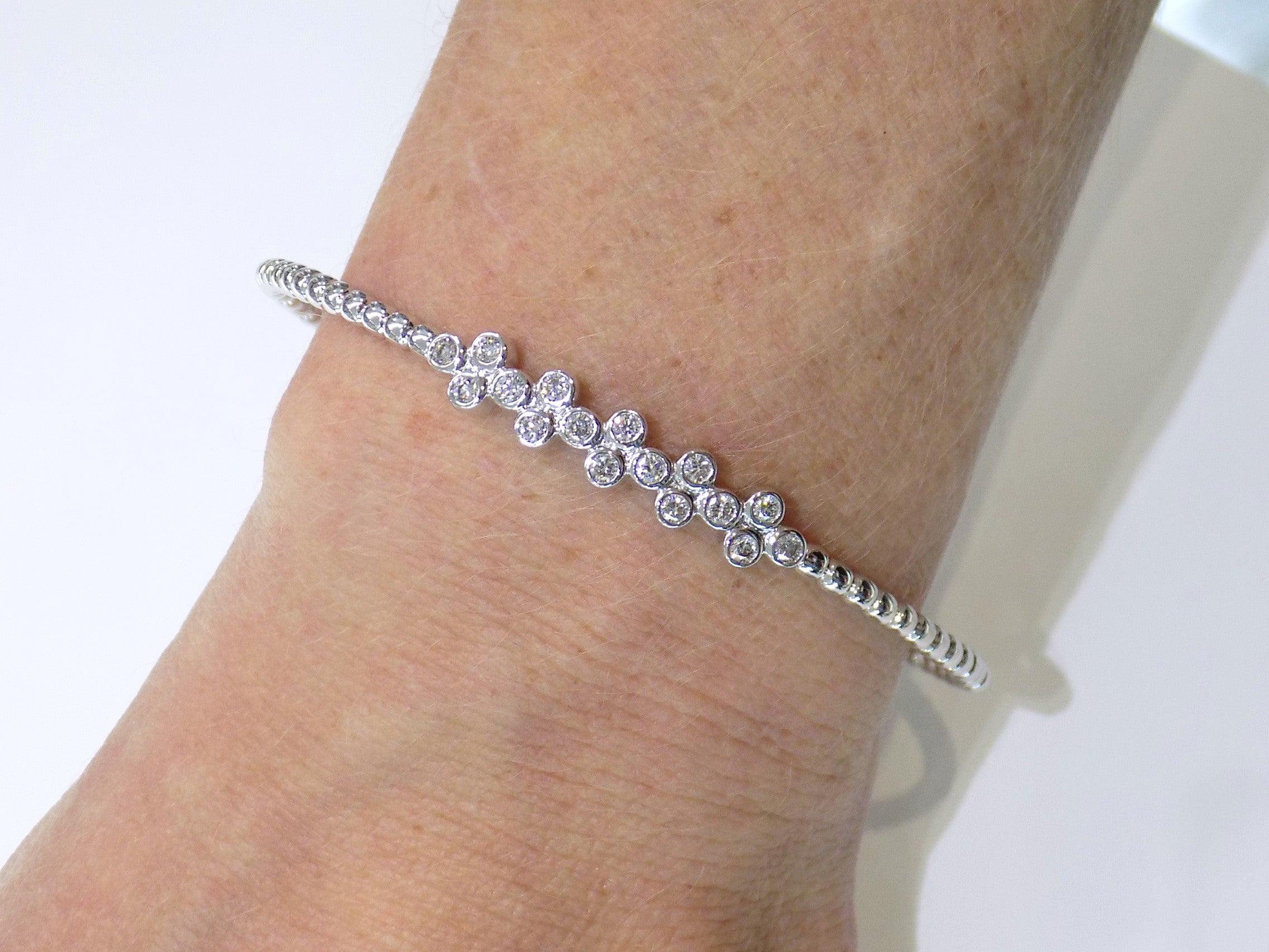 Women's .50ct TW Natural Diamond Twist Flex Bangle in White or Yellow Gold - Diamond Cuff Bracelet