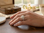 Women's 1.00ct TW Natural Diamond Double Halo Cluster or Cocktail Ring in Solid 14K White Gold