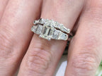 Women's 2.54ct TW Natural Emerald Cut 2-Piece Diamond Wedding Set in 14K White Gold - 1.11ct Emerald Cut Center