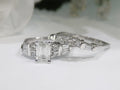 Women's 2.54ct TW Natural Emerald Cut 2-Piece Diamond Wedding Set in 14K White Gold - 1.11ct Emerald Cut Center