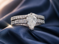 Women's 3.15ct TW Pear Shape Diamond Wedding Set (Ring w/ Matching Band) and a 1.51ct Pear Shape Center in a 14K White Gold Mounting