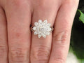 Vintage 1ct TW Natural Round Diamond Cluster Ring in Solid 14K White Gold