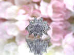 Vintage 1ct TW Natural Round Diamond Cluster Ring in Solid 14K White Gold