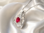 Women's Vintage 1.20ct TW Natural Oval Shape High-End Ruby & Diamond Pendant / Necklace in Platinum 16" - New Condition