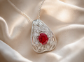 Women's Vintage 1.20ct TW Natural Oval Shape High-End Ruby & Diamond Pendant / Necklace in Platinum 16" - New Condition