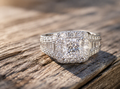 Estate Women's 3.68ct TW Natural Diamond Ring Simon G Designer with 2.05ct Princess Cut Diamond in a 1.63ct in the 18K White Gold
