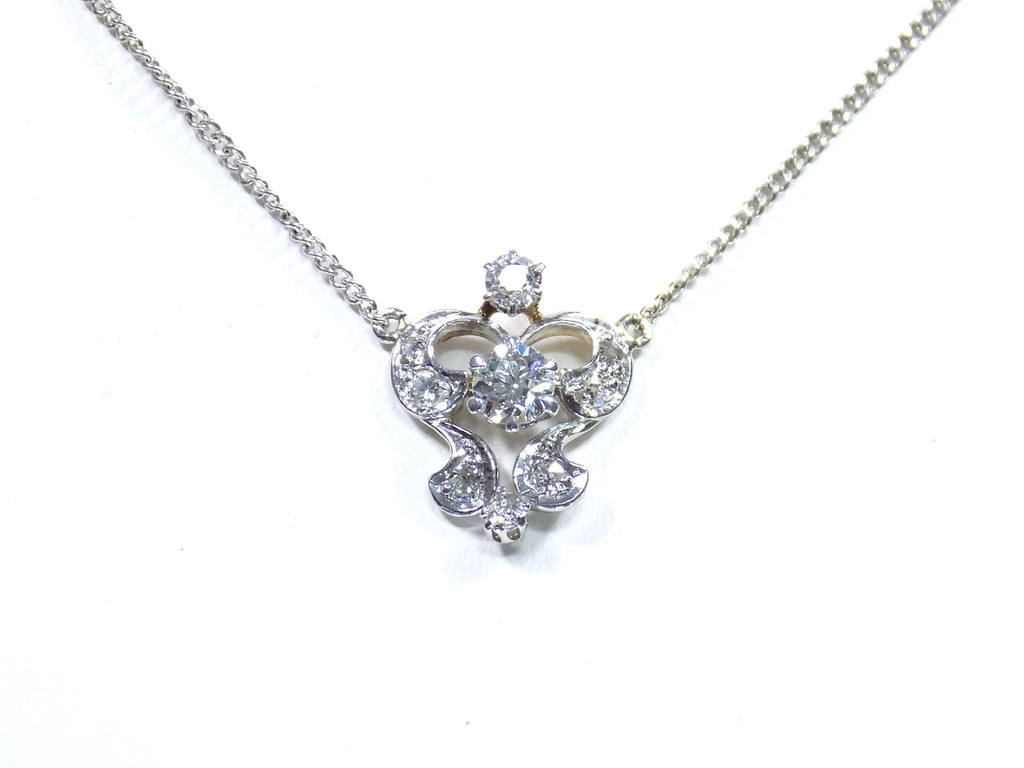 Antique .66ct total weight custom diamond necklace in 18K white gold. circa 1900.