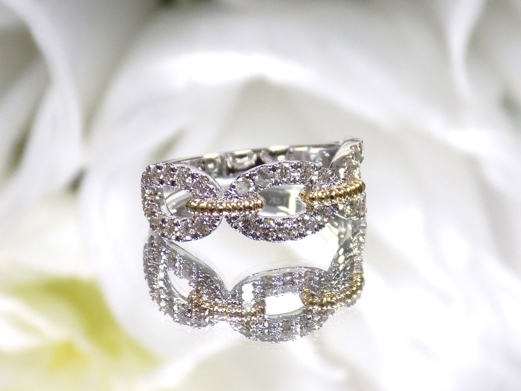 1.50ct natural diamond two tone white and yellow gold band.