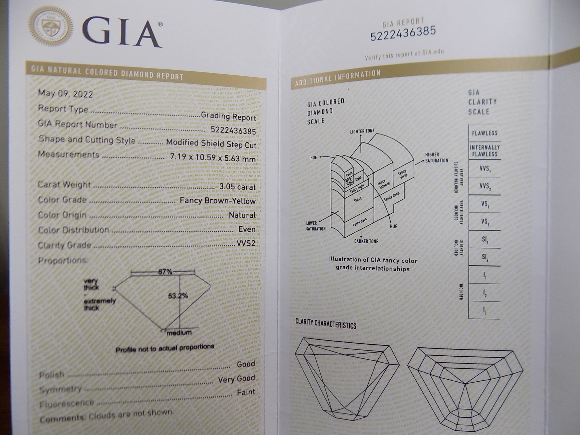 This is a photos of the GIA certificate which certifies this ring is a fancy chocolate diamond - the word "chocolate diamond' is trademarked by the LeVian corporation so this is how they word it when certifying a fancy chocolate diamond. 