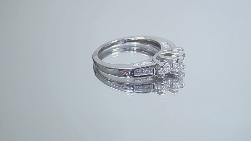 3/4ct TW Natural Princess Cut Diamond 3-Stone Ring in Solid 10K White Gold - Past, Present, Future Ring