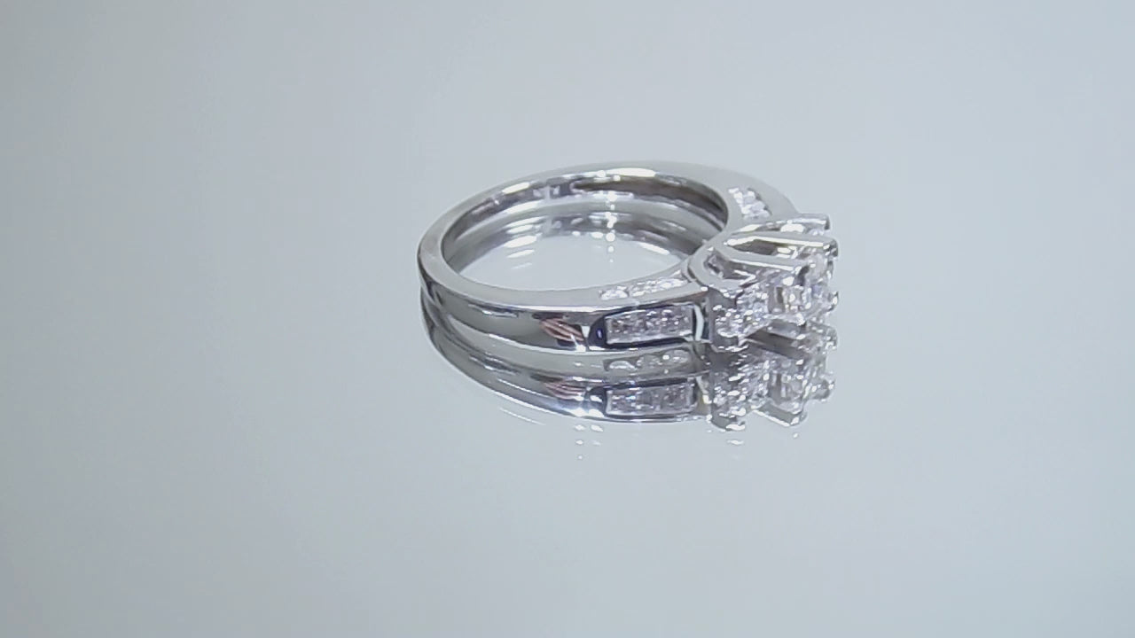 3/4ct TW Natural Princess Cut Diamond 3-Stone Ring in Solid 10K White Gold - Past, Present, Future Ring