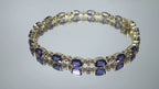 Women's 10.0ct TW Genuine Natural Blue Sapphire & Diamond Bracelet in Solid 14K Yellow Gold 7"