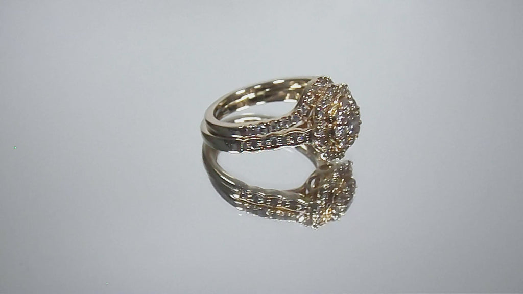 Ladies' 2-Piece 1ct TW Natural Diamond Wedding Set in 14K Yellow Gold - matching band