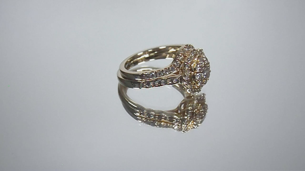 Ladies' 2-Piece 1ct TW Natural Diamond Wedding Set in 14K Yellow Gold - matching band