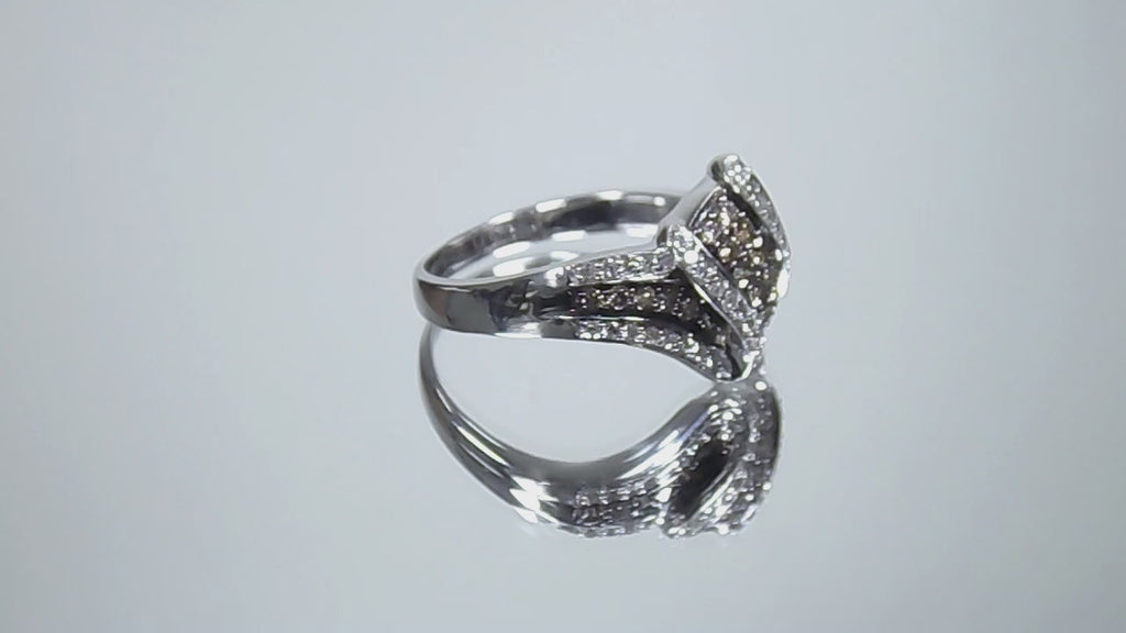 1ct TW Natural Chocolate & White Diamond Cluster Ring in 10K White Gold