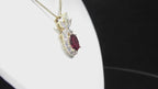 Women's 3.80ct Natural Oval Shape Ruby & Diamond Pendant or Necklace in Solid 14K Yellow Gold