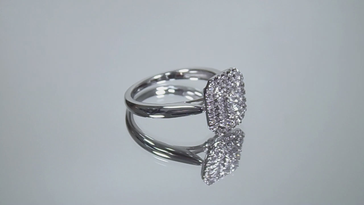 Women's .50ct TW Natural Diamond Cluster or Cocktail Ring in Solid 10K White Gold