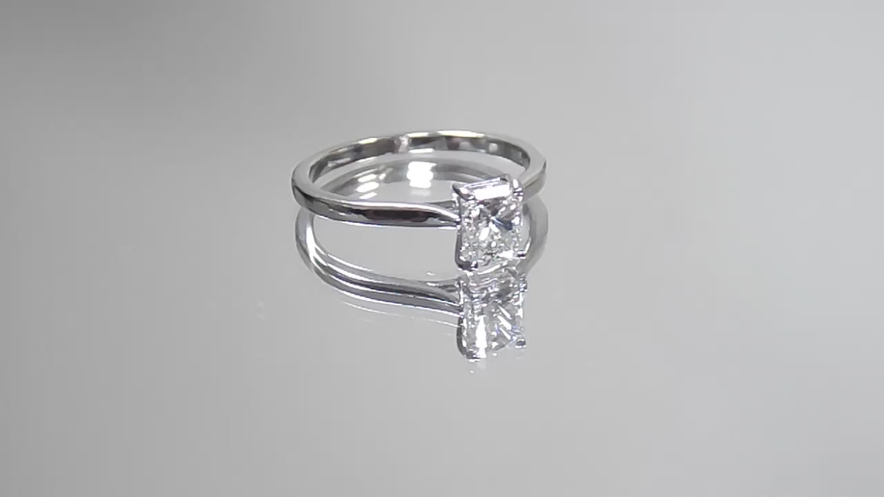 Woman's 1.00ct Natural Radiant Cut Diamond Solitaire in 14K White Gold Tiffany Style Mounting