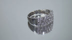 This is an estate 3-row 2.00ct total weight natural diamond band 8.2mm wide in 14K white gold on a mirrored surface rotating in a video.