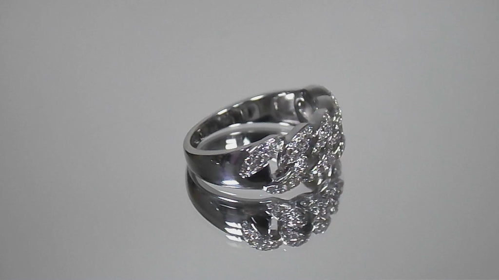 Women's .50ct TW Natural Diamond Band - Link Style Pave' Set in 14K White Gold