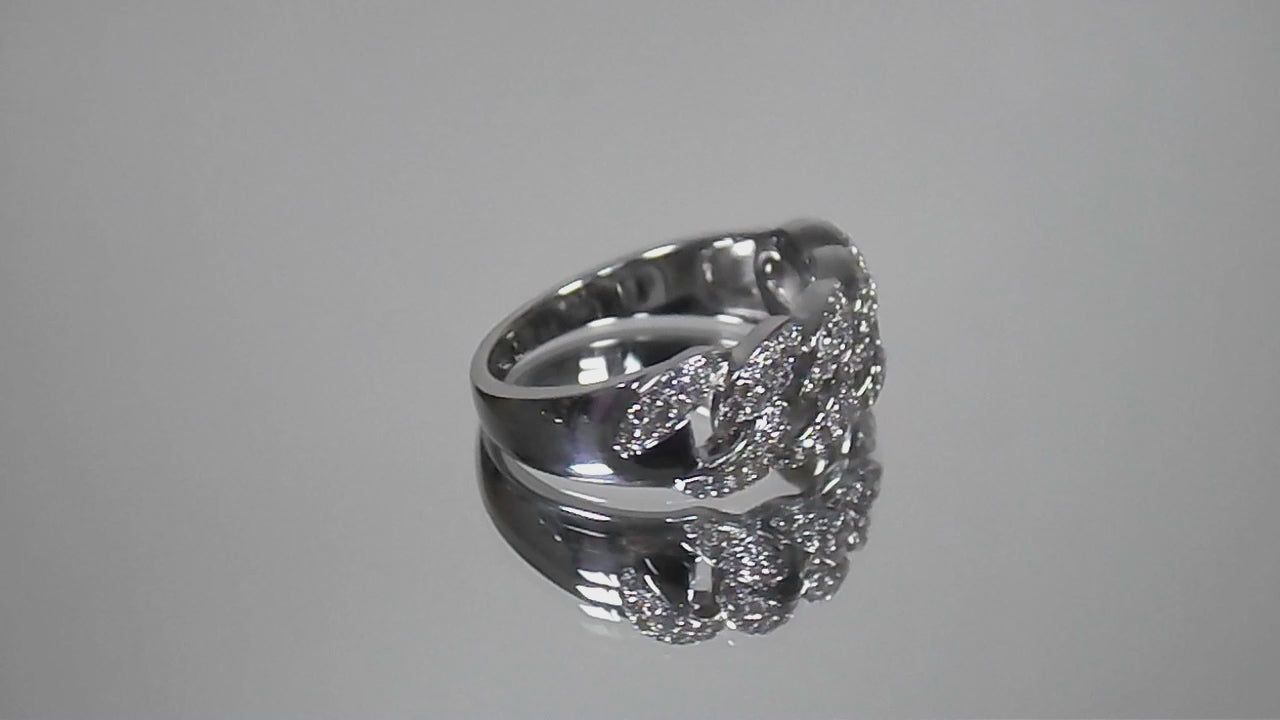 Women's .50ct TW Natural Diamond Band - Link Style Pave' Set in 14K White Gold