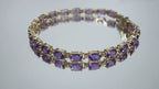 Women's 10ct TW Natural Oval Shape Amethyst Bracelet in 14K Yellow Gold - 7" Long