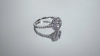 Women's 1ct TW Double Halo Flowery Natural Round Diamond Engagement Ring or Cocktail Ring in 14K White Gold