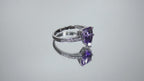 Women's 2.06ct TW Natural Pear Shape Amethyst & Diamond Ring in 14K White Gold