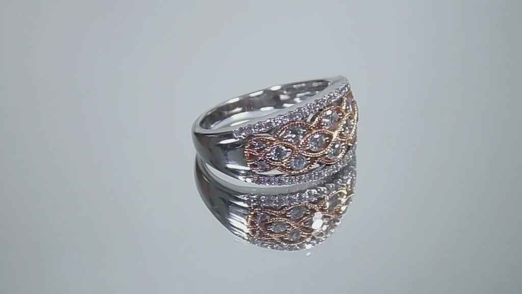 14K White and Rose Gold .75ct Diamond Band rotating in a video.