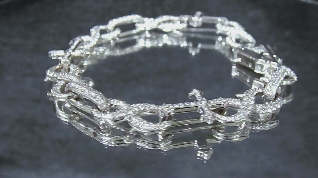 Alex Moss St. Mark Classic Designer Bracelet - 7.34ct TW Natural Diamonds in 14K White Gold 8"