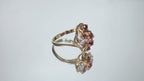 Women's .50ct TW Genuine Ruby & Diamond Cluster Ring in 14K Yellow Gold - All Natural Stones