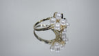 ESTATE Women's Genuine Fresh Water Pearl Cocktail Ring with Natural Sapphire & Diamond Accents in 14K Yellow Gold